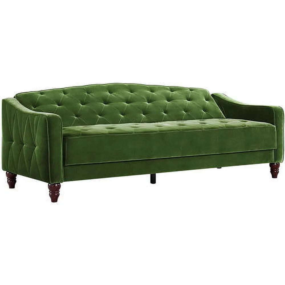 Vintage Tufted Sofa Sleeper, Green Velvet V44404