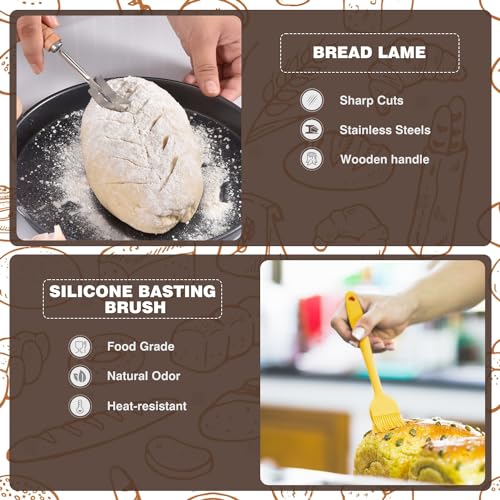 Bread Proofing Basket Set with Linen Liner, Dough Whisk, Scraper, and Basting Brush R25220