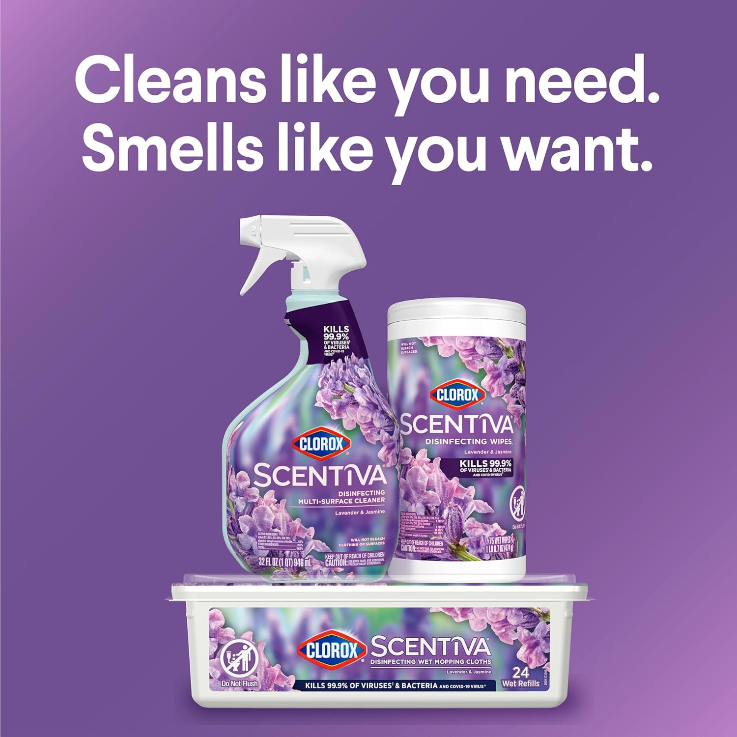 Disinfecting Multi-Surface Cleaner, Lavender and Jasmine, 32 Fl Oz G608