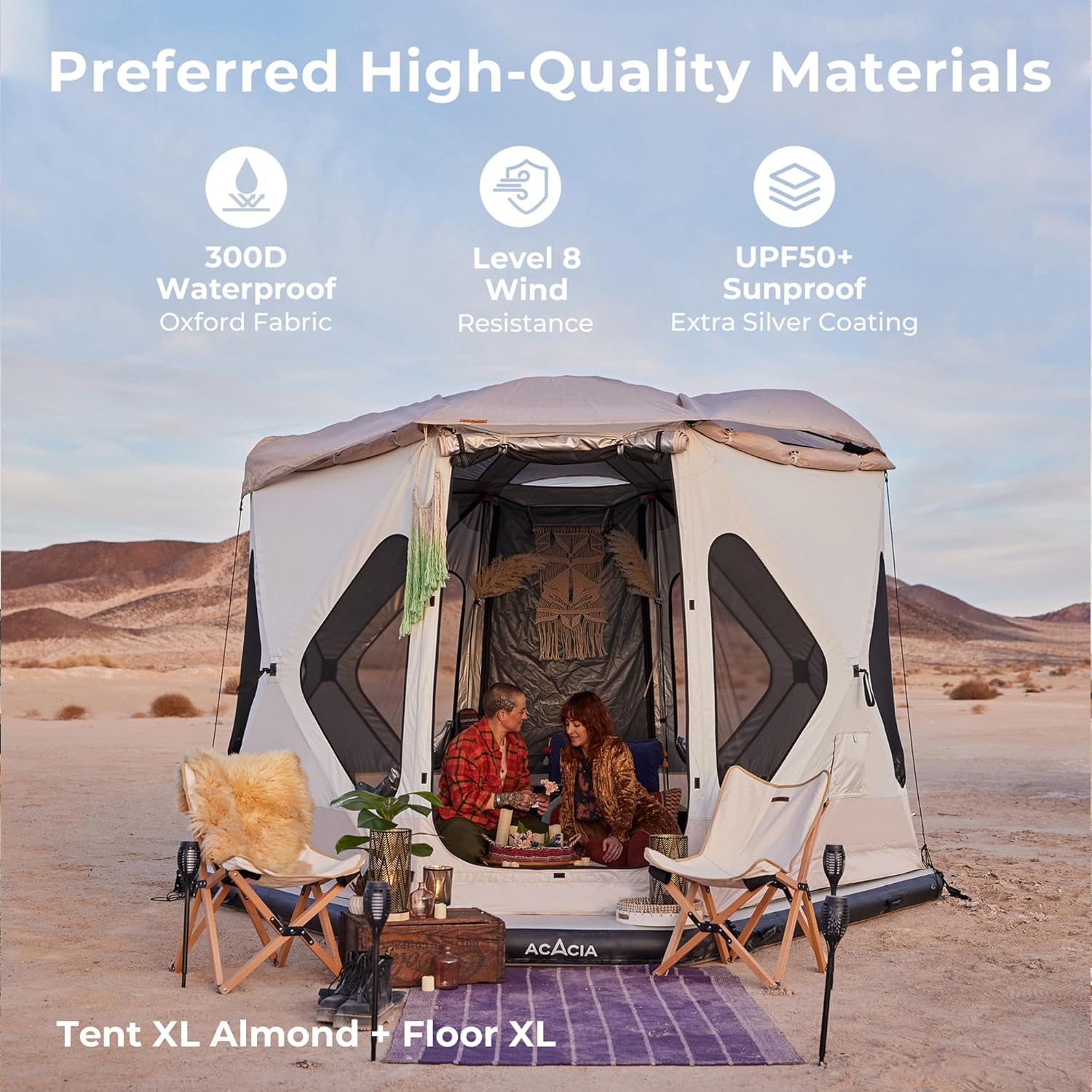 Space Camping Tent XL, 4-6 Person, Waterproof Pop Up Hub Tent with Rainfly Z642