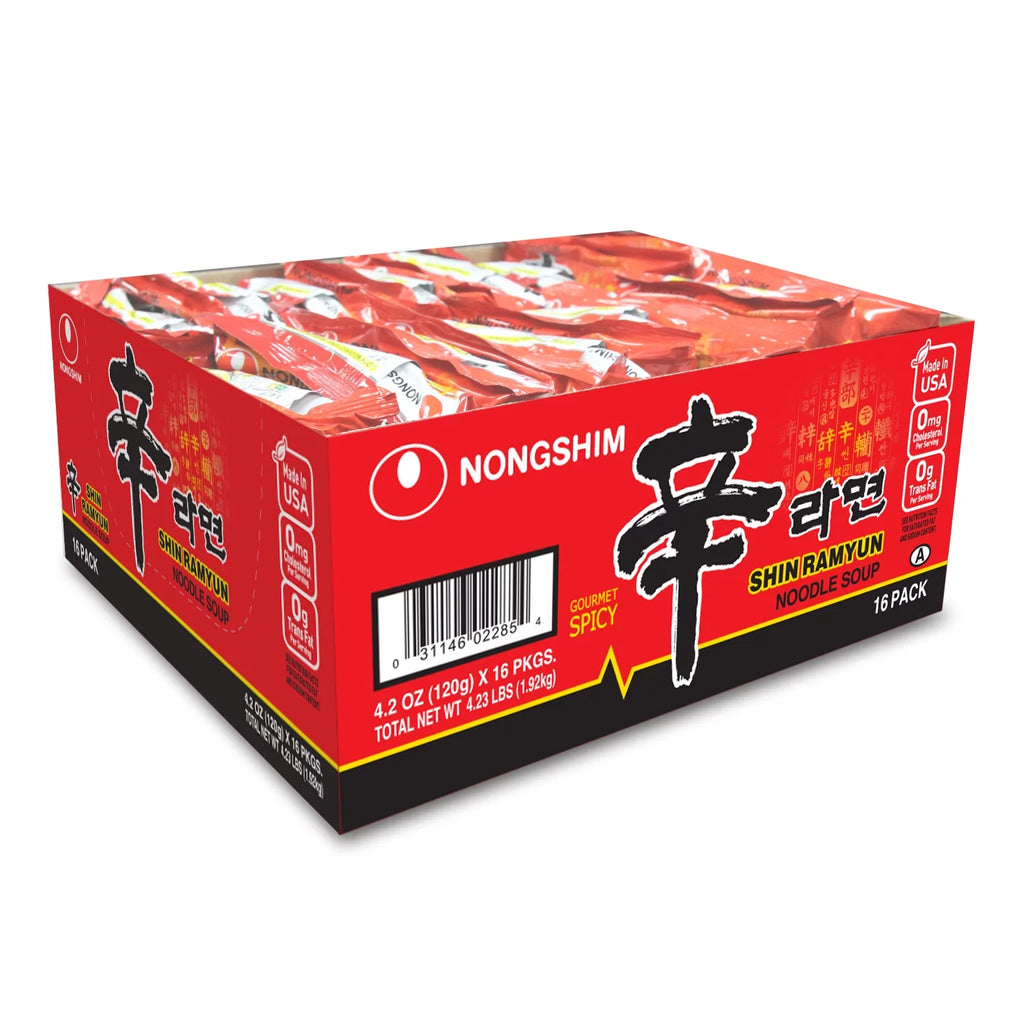 Shin Ramyun Noodle Soup, 4.2 oz, 4-Count Pack of 16 H357090
