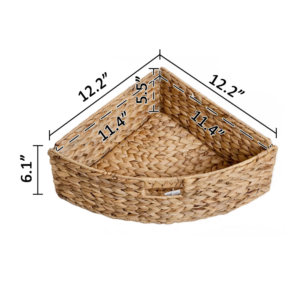 3 Tier Corner Storage Cabinet with 3 Wicker Baskets, White O675866