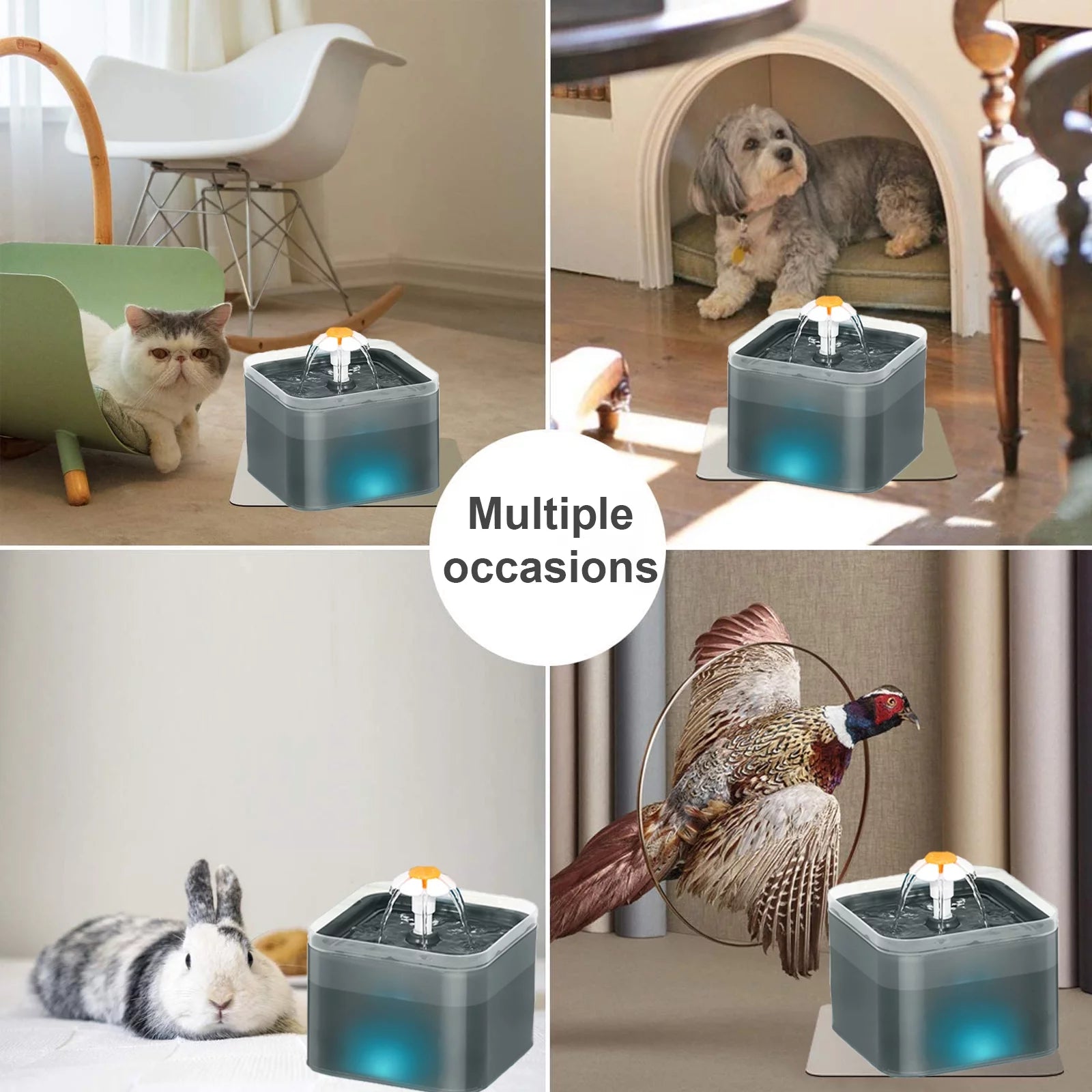 Cat Water Fountain, 2L Automatic Pet Drinking Dispenser with Filters, Quiet Pump, Black D405
