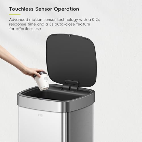 Touchless Motion Sensor Trash Can, 13.2 Gallon, Brushed Stainless Steel K748461