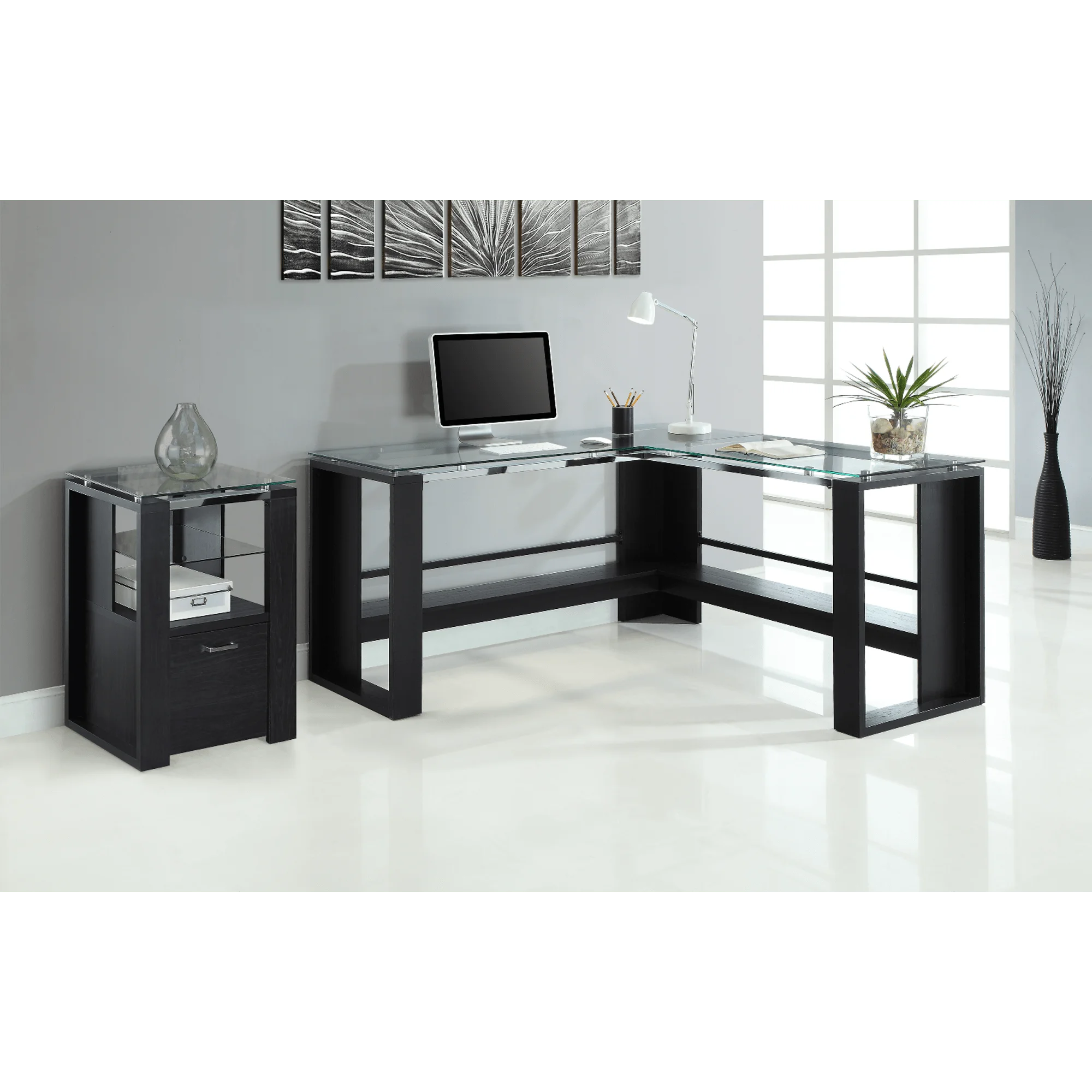 L-Shape Corner Desk, Espresso Q5110