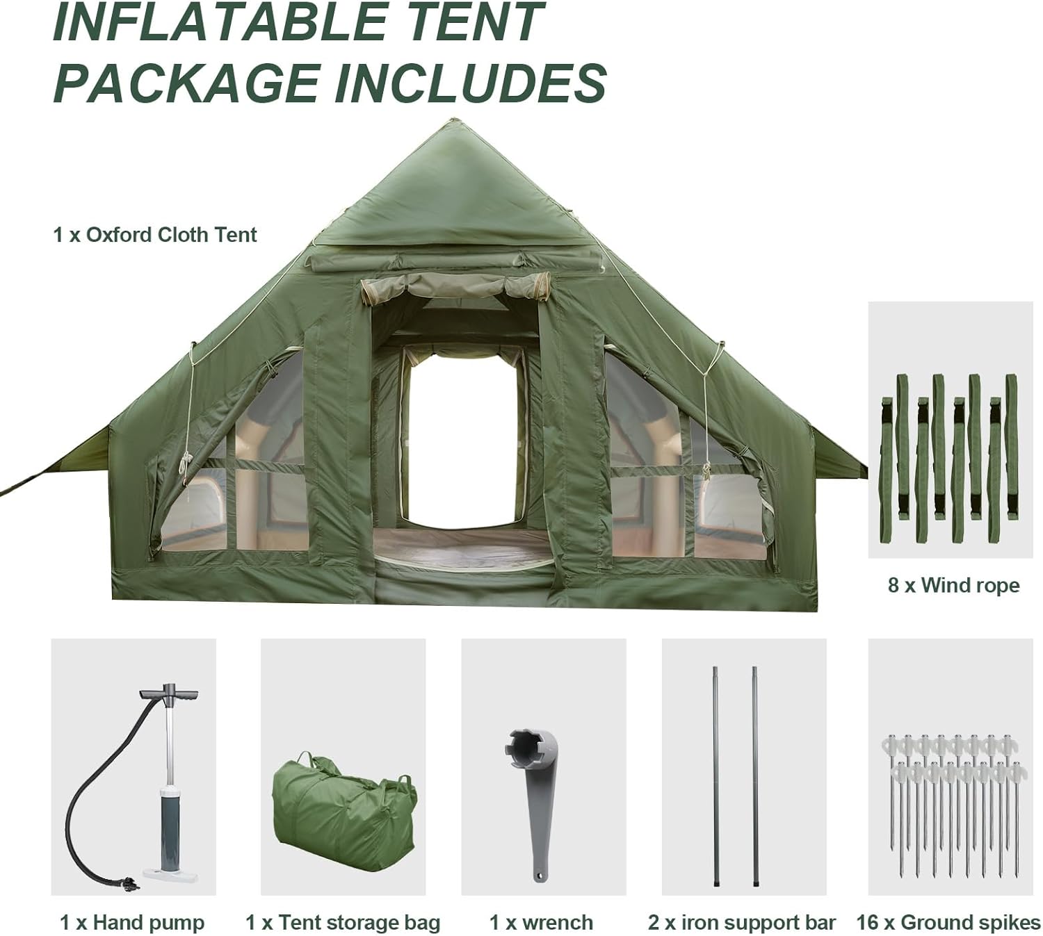 Inflatable Camping Tent with Pump, Stove Jack, 4-6 Person, Waterproof B654