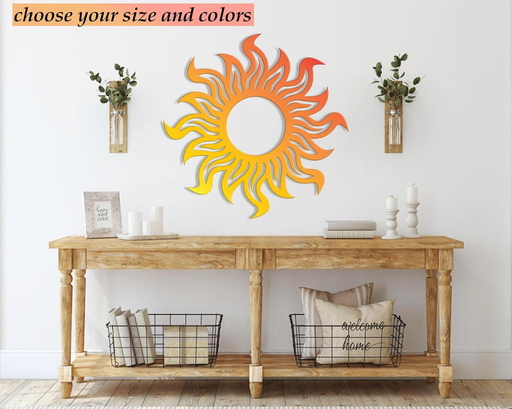 Sun Metal Wall Art - Large Bright Hanging Sunburst Decoration A1930