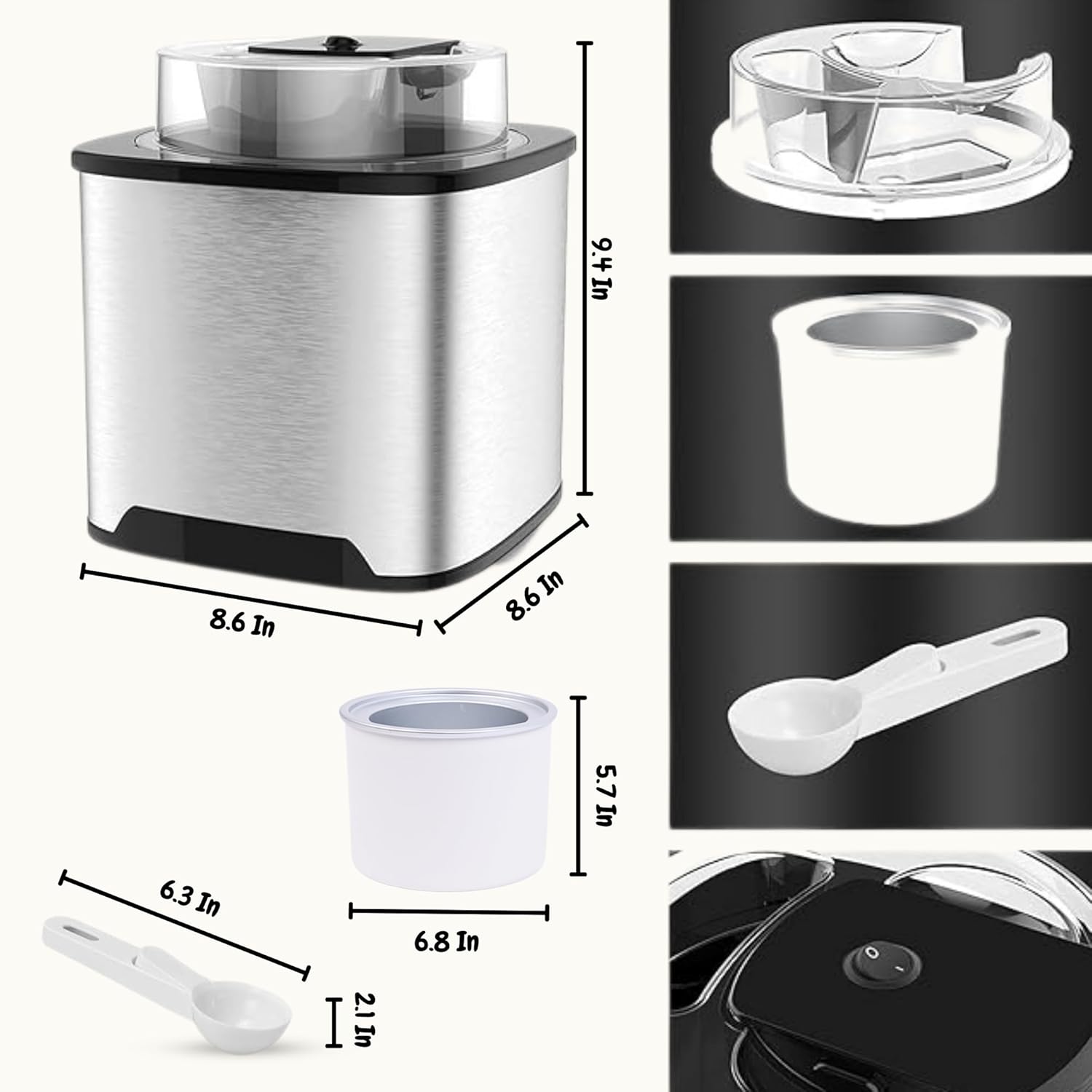 Soft Serve Ice Cream Maker with Scooper for Home X340044