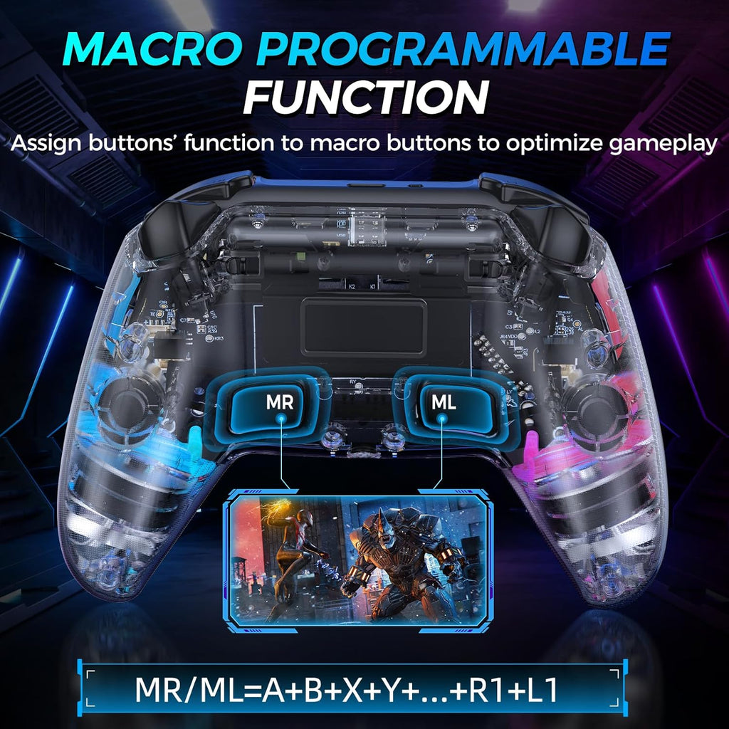 Wireless Controller for PS4, Slim, Pro and PC with Hall Effect Joysticks W4826
