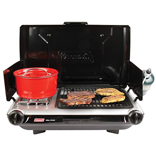 Tabletop 2-in-1 Camping Grill/Stove, 2-Burner Propane, 20,000 BTU E89619