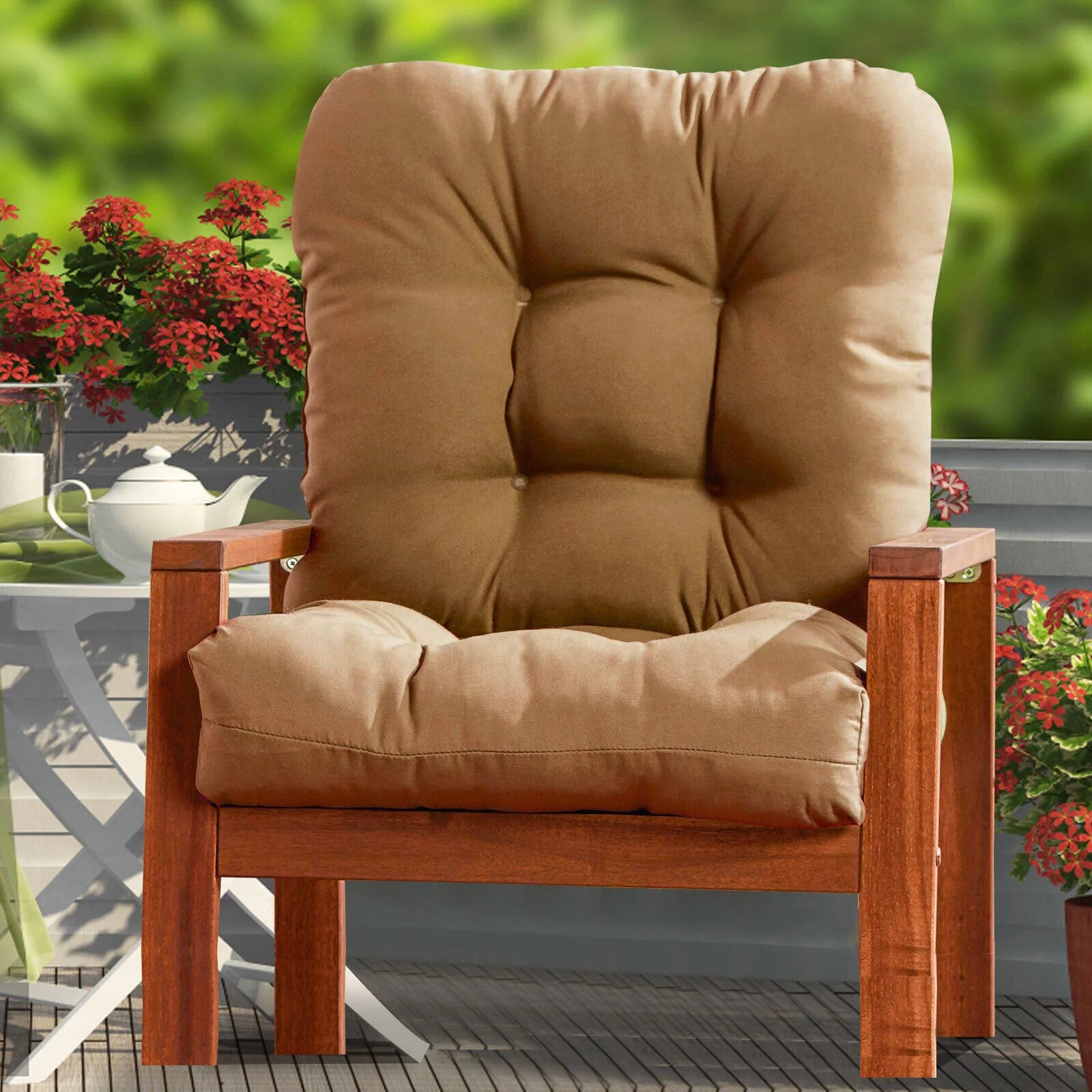 Outdoor Patio Chair Cushion, All-Weather Seat Pad, Light Brown S126