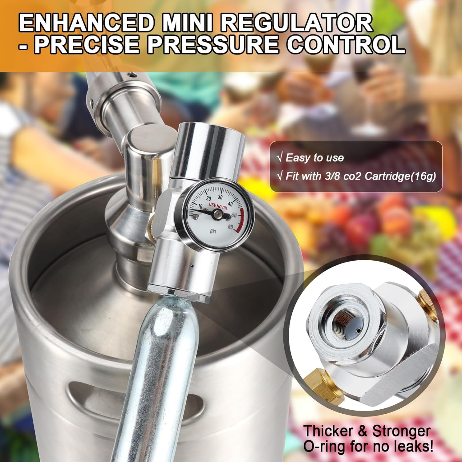 Mini Keg Growler 128oz Stainless Steel Draft Beer Dispenser O144042