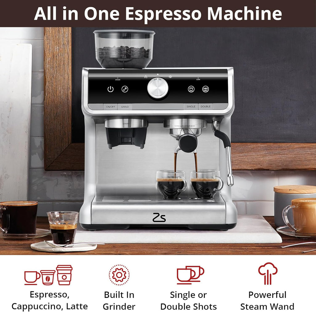 Espresso Maker with Milk Frother, 20 Bar Pressure, 2.8L Tank X2173