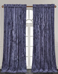 Chezmoi Collection Lux Purple Crushed Velvet Curtains 2 Panel Set, Room Darkening Luxury Distressed Velvet Rod Pocket Window Drapes for Living Room Bedroom 50" W x 84" L