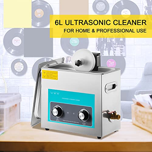 Ultrasonic Vinyl Record Cleaner 6L 40kHz Stainless Steel Tank L78525