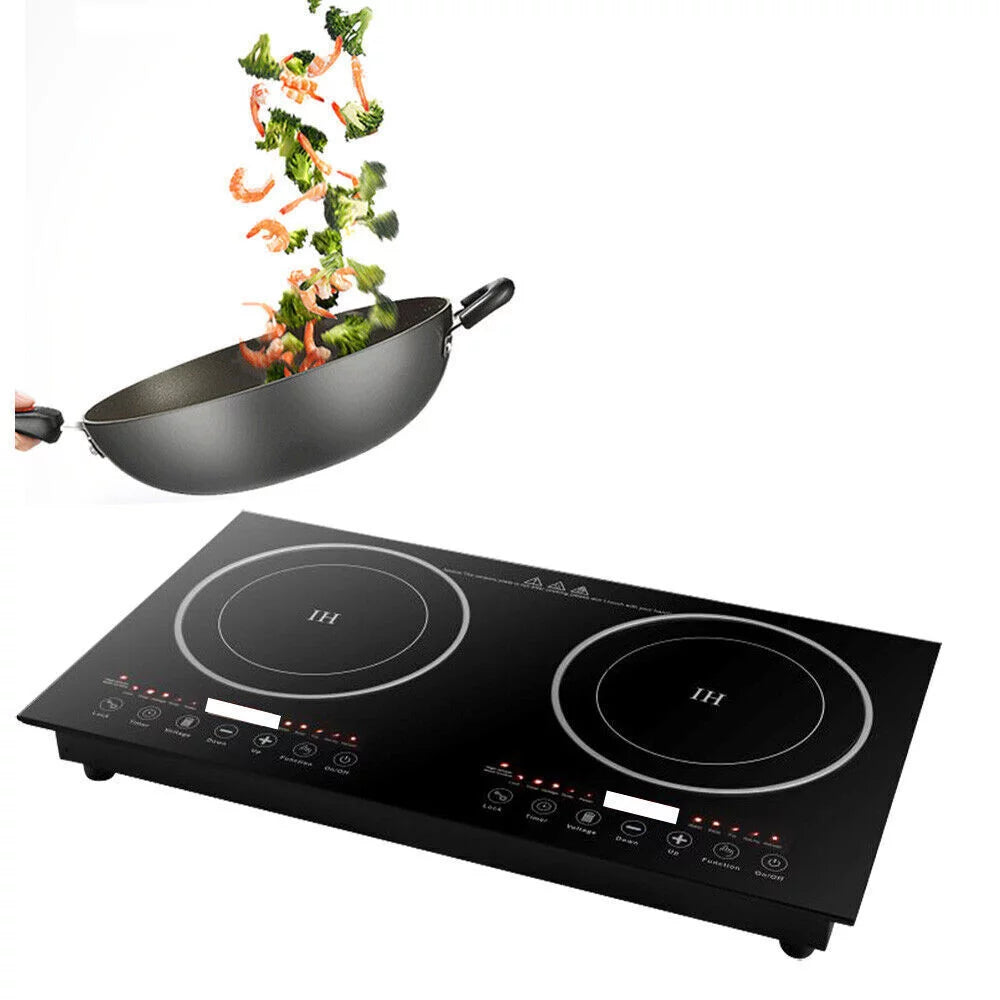 Portable Electric Induction Cooktop, 2-Burner Tempered Glass, 2400W Z9312