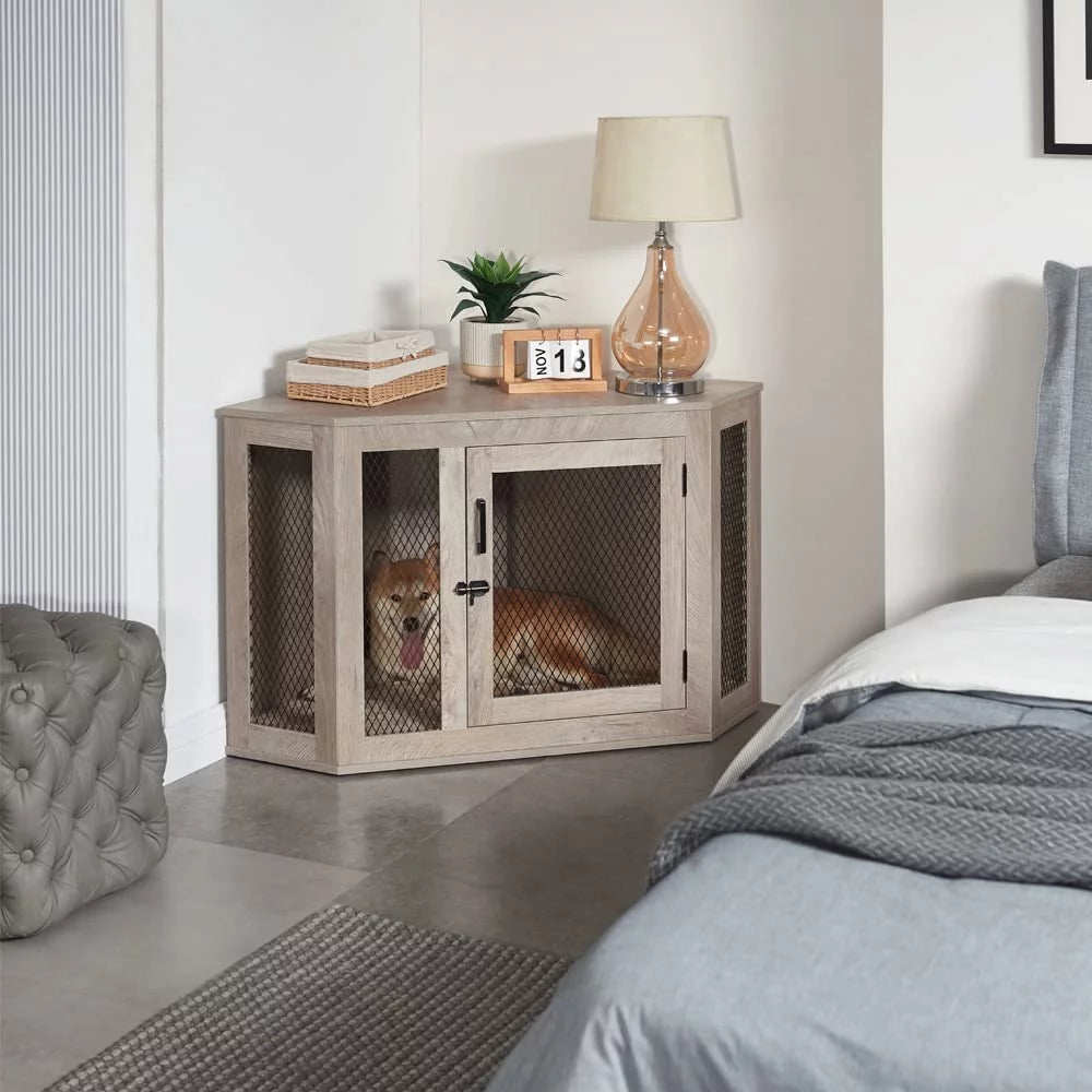 Medium Corner Dog Crate - Weathered Grey Z368