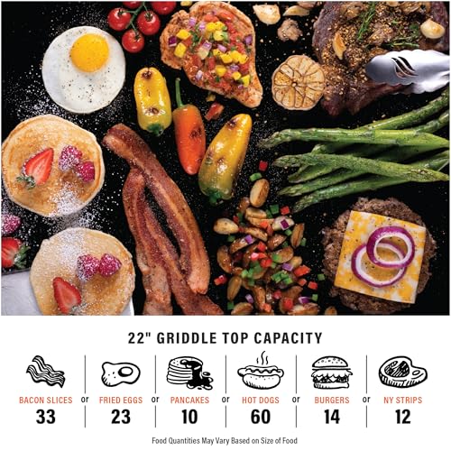 22" Two-Burner Scissor-Leg Gas Griddle with Hood, Wheels, and Side Shelf G855
