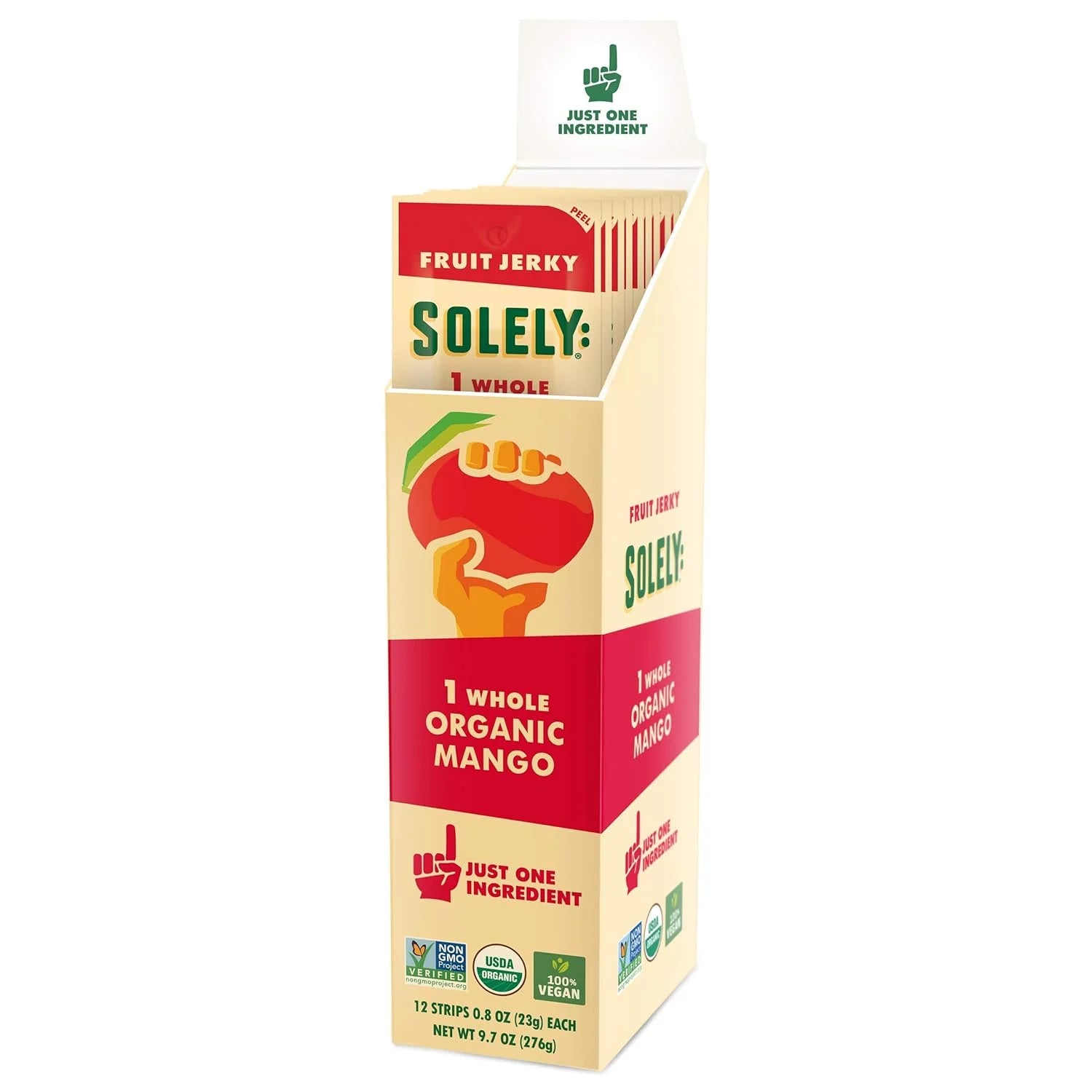 Solely Fruit Jerky Snack Organic Mango .8 oz Stick, 12-pk