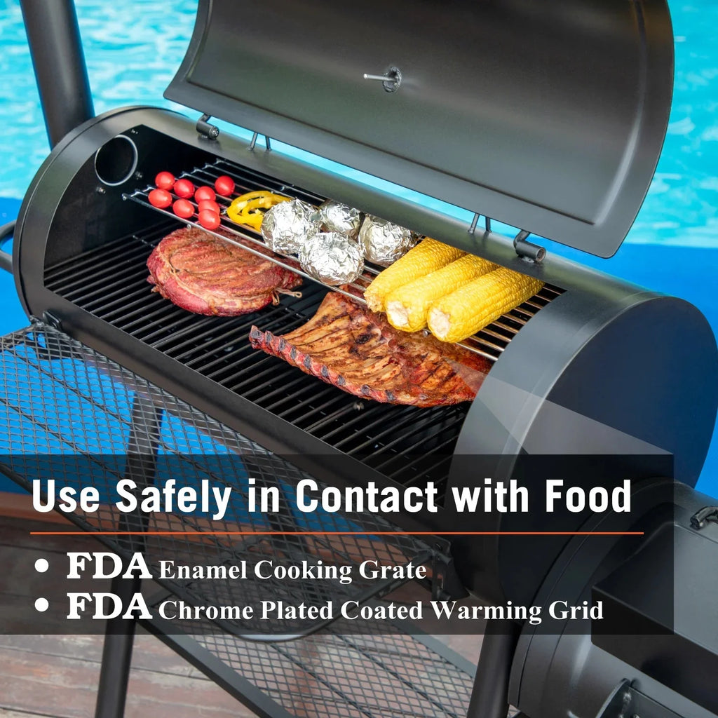 Charcoal Grill with Offset Smoker, Extra Large BBQ U7560