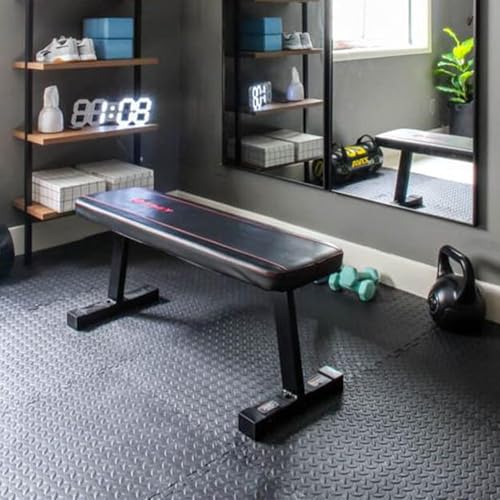 1" Thick EVA Interlocking Foam Gym Flooring Mat, 6 Tiles, Black M5857