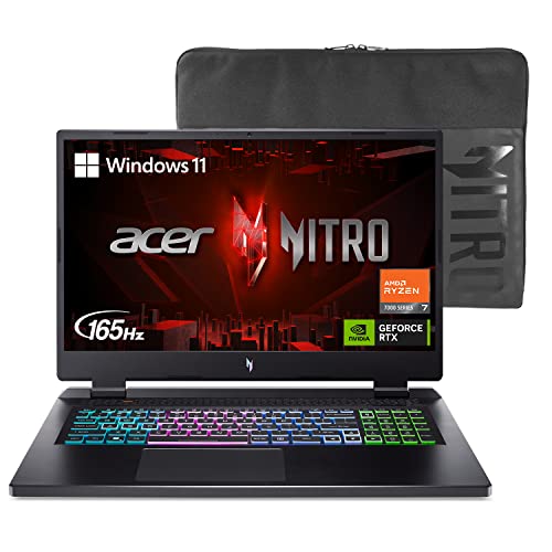 Acer Nitro 17 Gaming Laptop | AMD Ryzen 7 7840HS | NVIDIA GeForce RTX 4060 | 17.3" QHD 165Hz IPS Display | 2TB Gen 4 SSD | 64GB RAM | Wi-Fi 6E | US English RGB Backlit Keyboard | Windows 11 Home