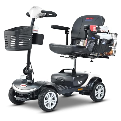 Folding Mobility Scooter for Seniors 4 Wheel Scooter for Adults Electric Medical Scooter Compact for Travel - Electric Powered Wheelchair Device - Compact Heavy Duty Mobile (Black)