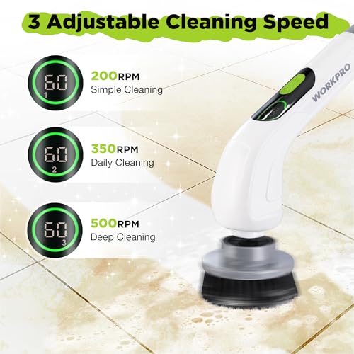 Electric Spin Scrubber, Cordless Cleaning Brush, 3-Speed, Adjustable Handle R56684