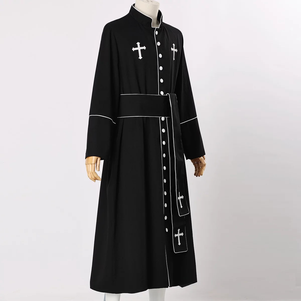 Men's Priest Cassock Pastor Robe with Belt Q210