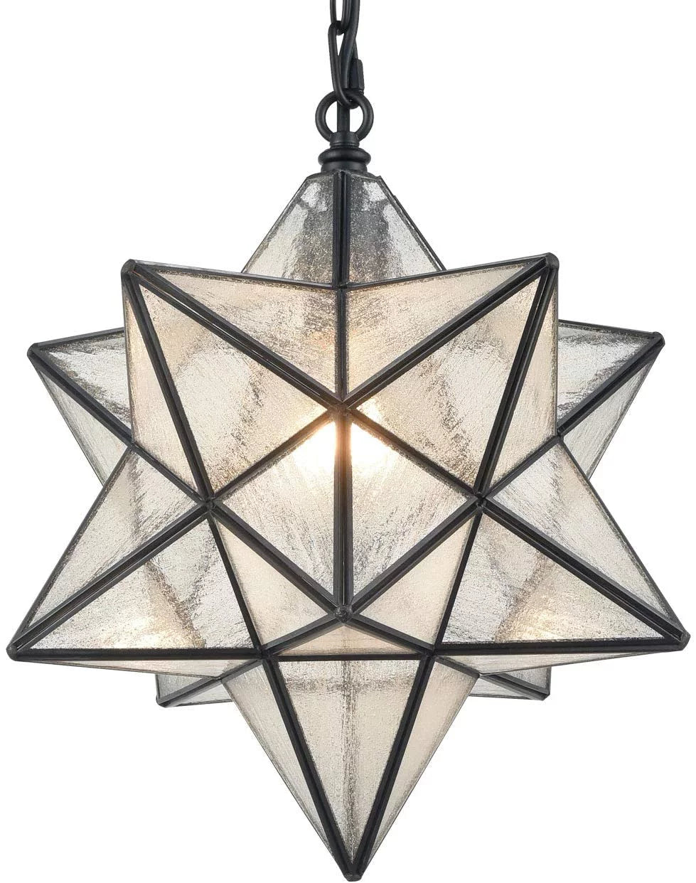 Moravian Star 14" Pendant Light with Seeded Glass and Hanging Chain T2678