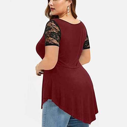 Women's Summer Casual Floral Lace Short Sleeve Blouse W6043