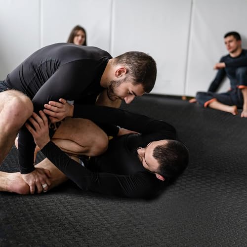 1" Thick EVA Interlocking Foam Gym Flooring Mat, 6 Tiles, Black M5857