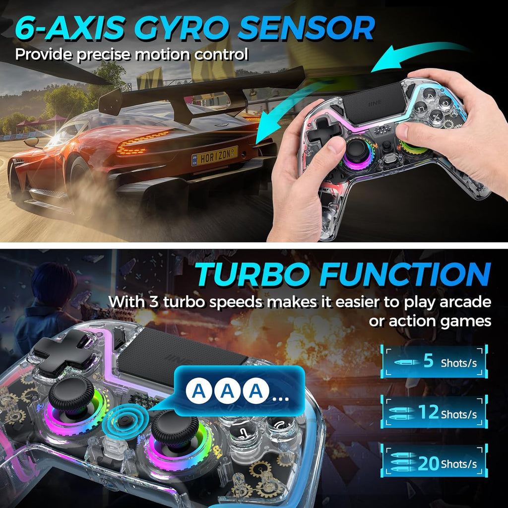 Wireless Controller for PS4, Slim, Pro and PC with Hall Effect Joysticks W4826