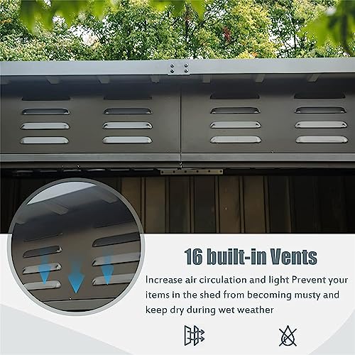 Metal Storage Shed with Pent Roof, Double Lockable Doors V6575
