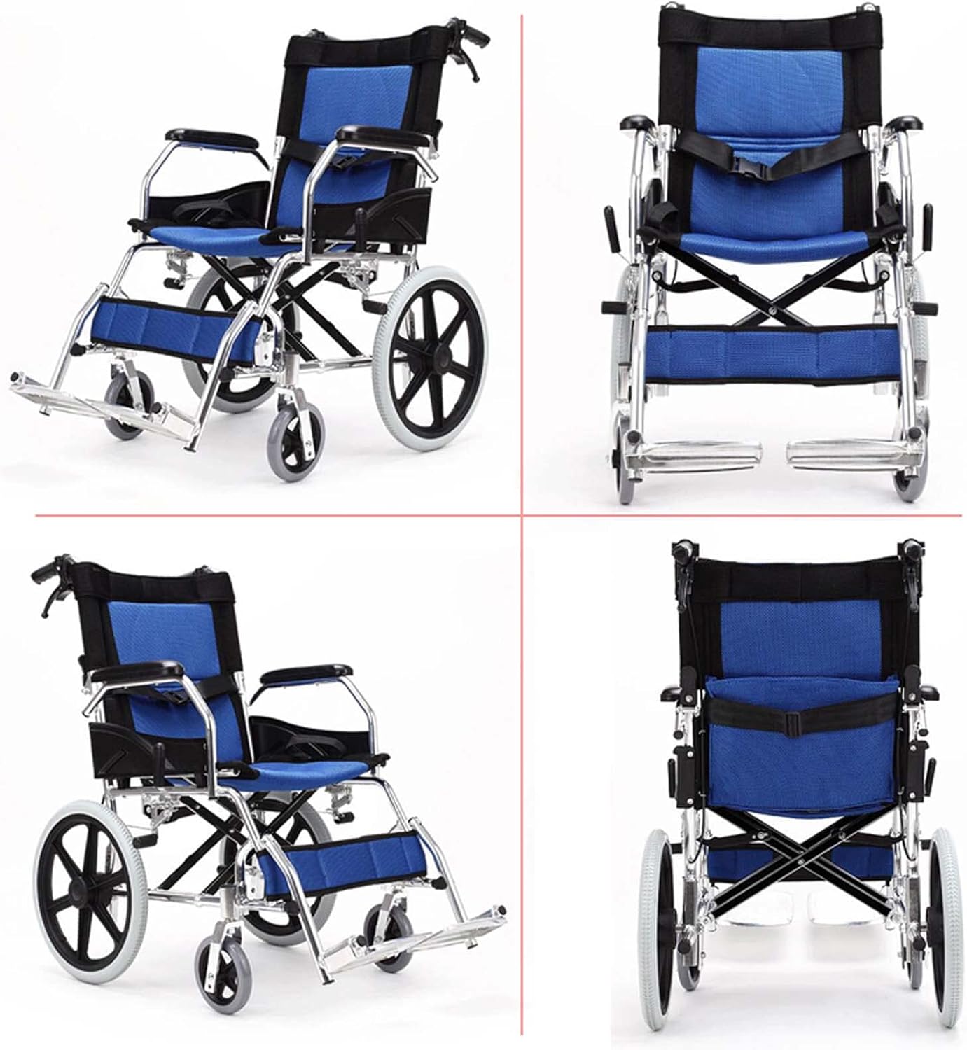 Lightweight Folding Transport Wheelchair with Handbrakes and Swing-Away Footrest W11137