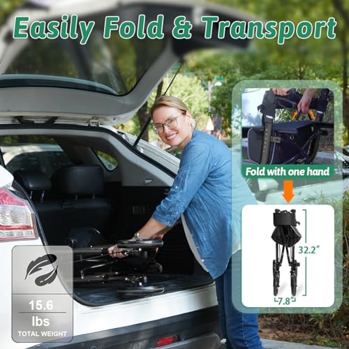 Rollator Walker with Seat, Lightweight Folding Walker with Brakes and Cup Holder U2130