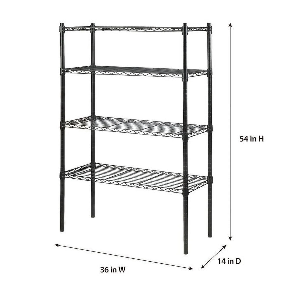 4 Tier Wire Shelf Unit, Black, 1400 lb. Capacity P595736