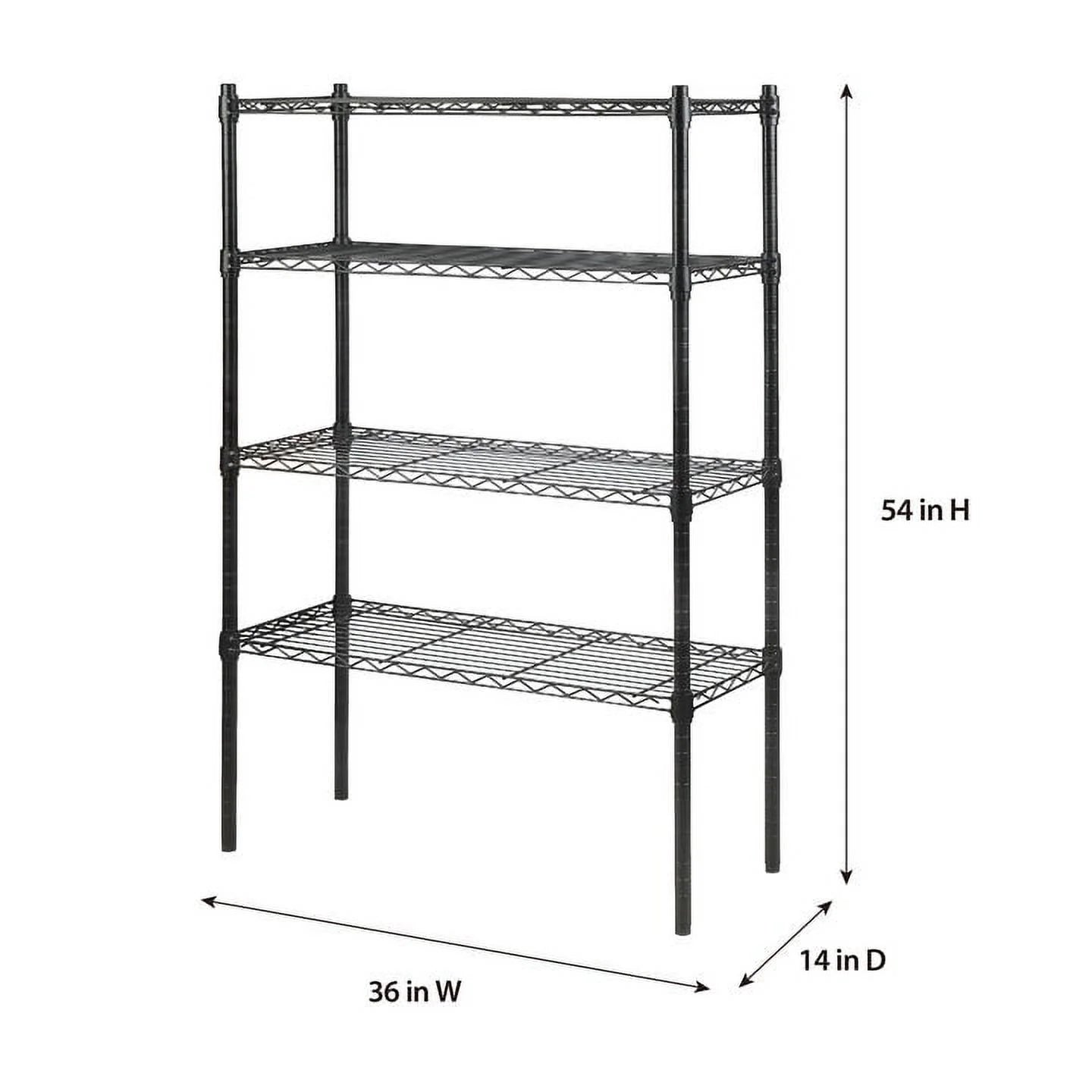 4 Tier Wire Shelf Unit, Black, 1400 lb. Capacity P595736