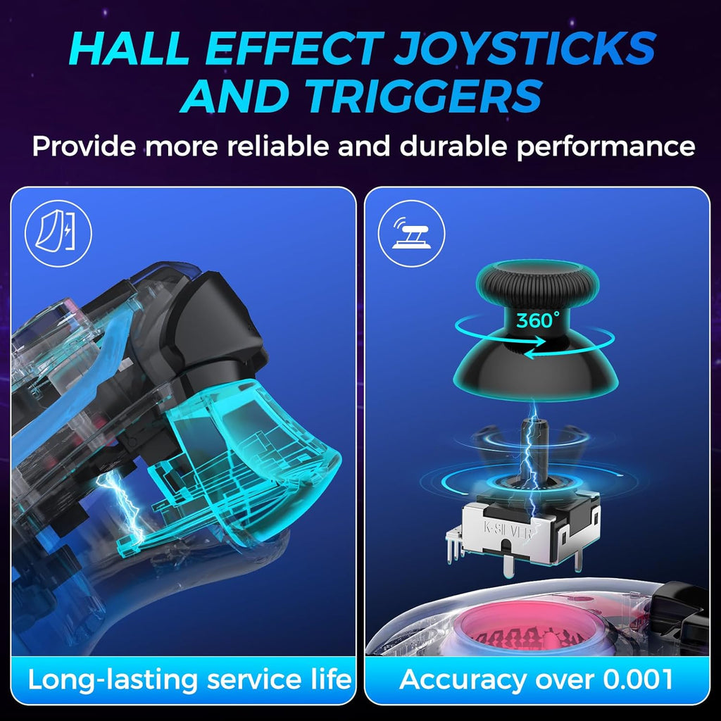 Wireless Controller for PS4, Slim, Pro and PC with Hall Effect Joysticks W4826