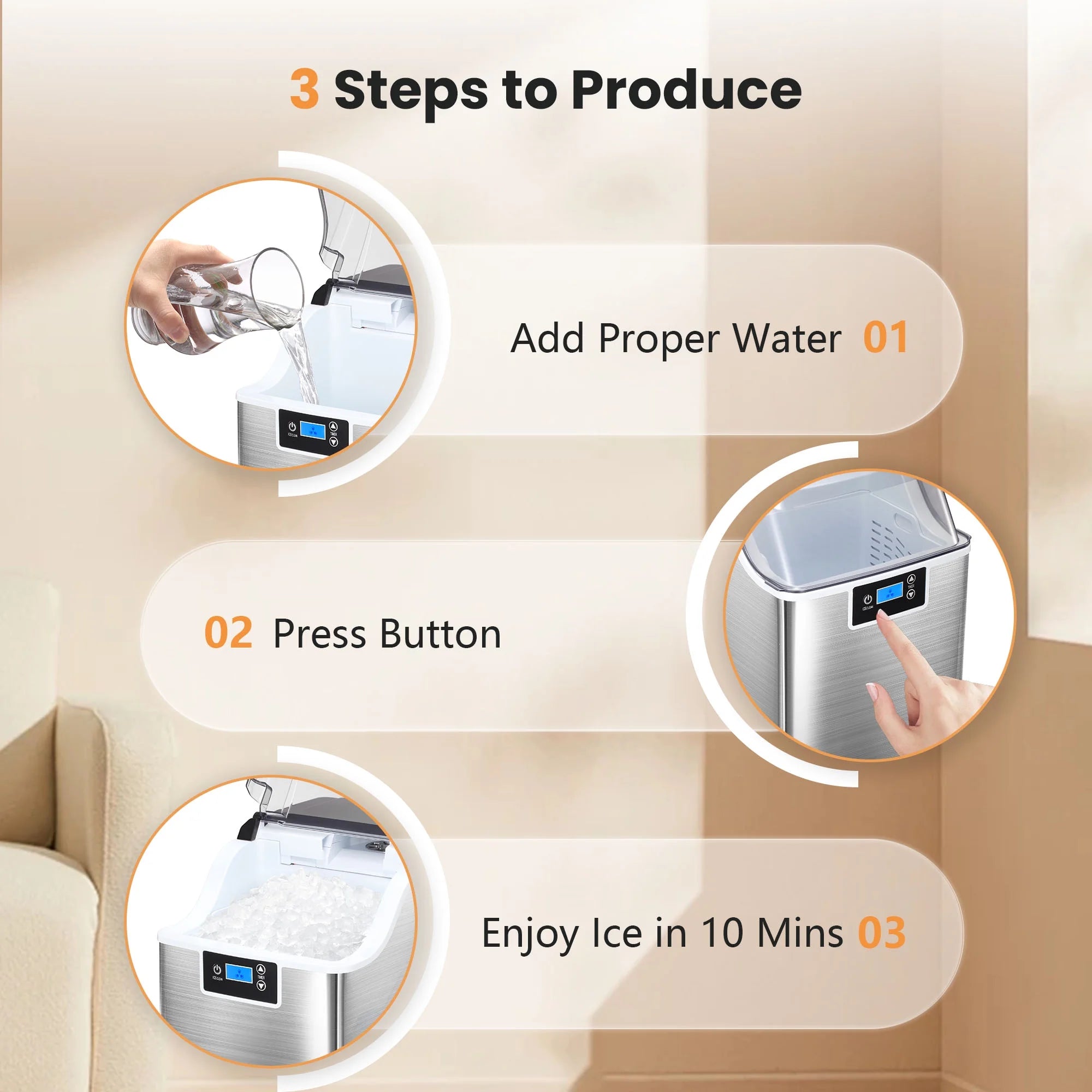 Countertop Ice Maker, Nugget Chewable Soft Ice, 44 lbs/24 H, Auto-Cleaning R74198