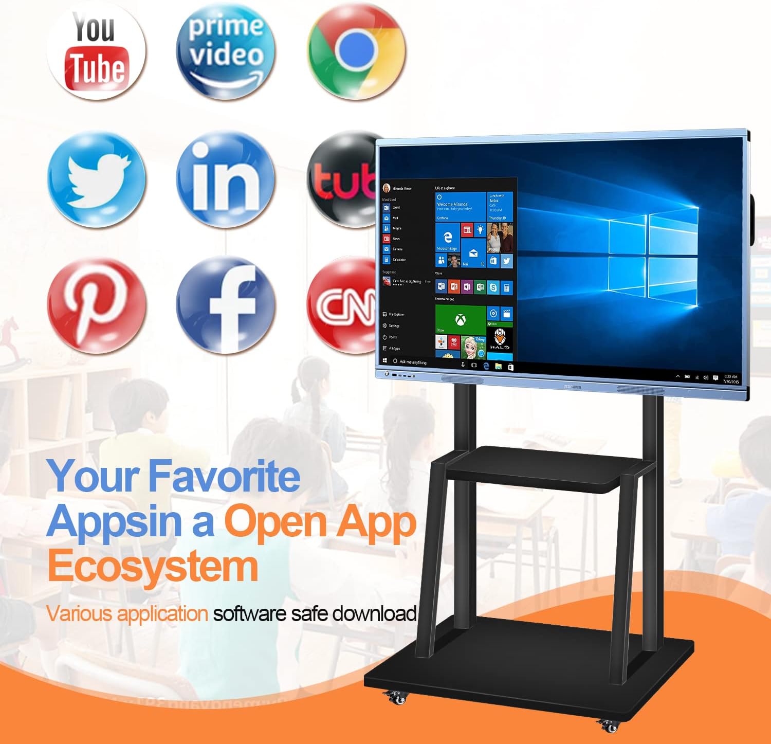 Interactive Whiteboard 55 Inch 4K UHD Touch Screen for Classroom and Business K334318
