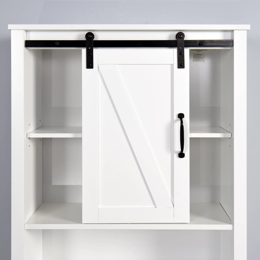 Over-the-Toilet Storage Cabinet with Adjustable Shelves and Barn Door K2863