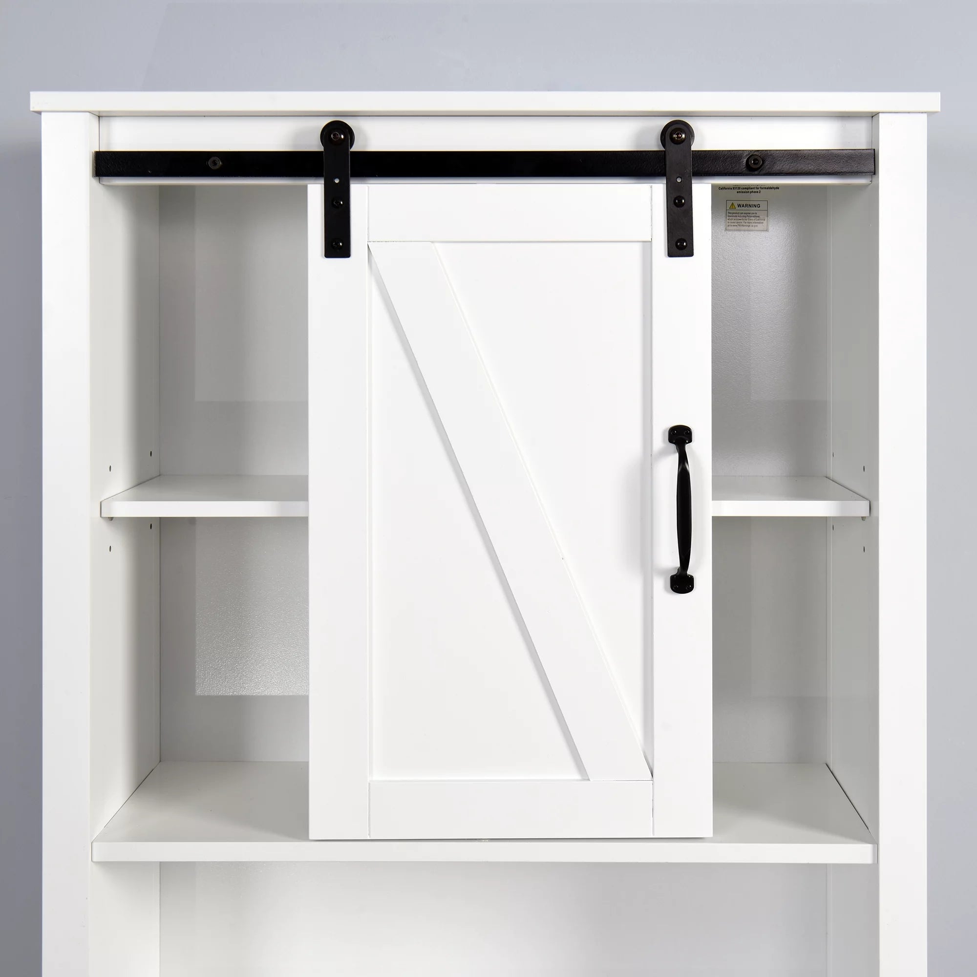 Over-the-Toilet Storage Cabinet with Adjustable Shelves and Barn Door K2863