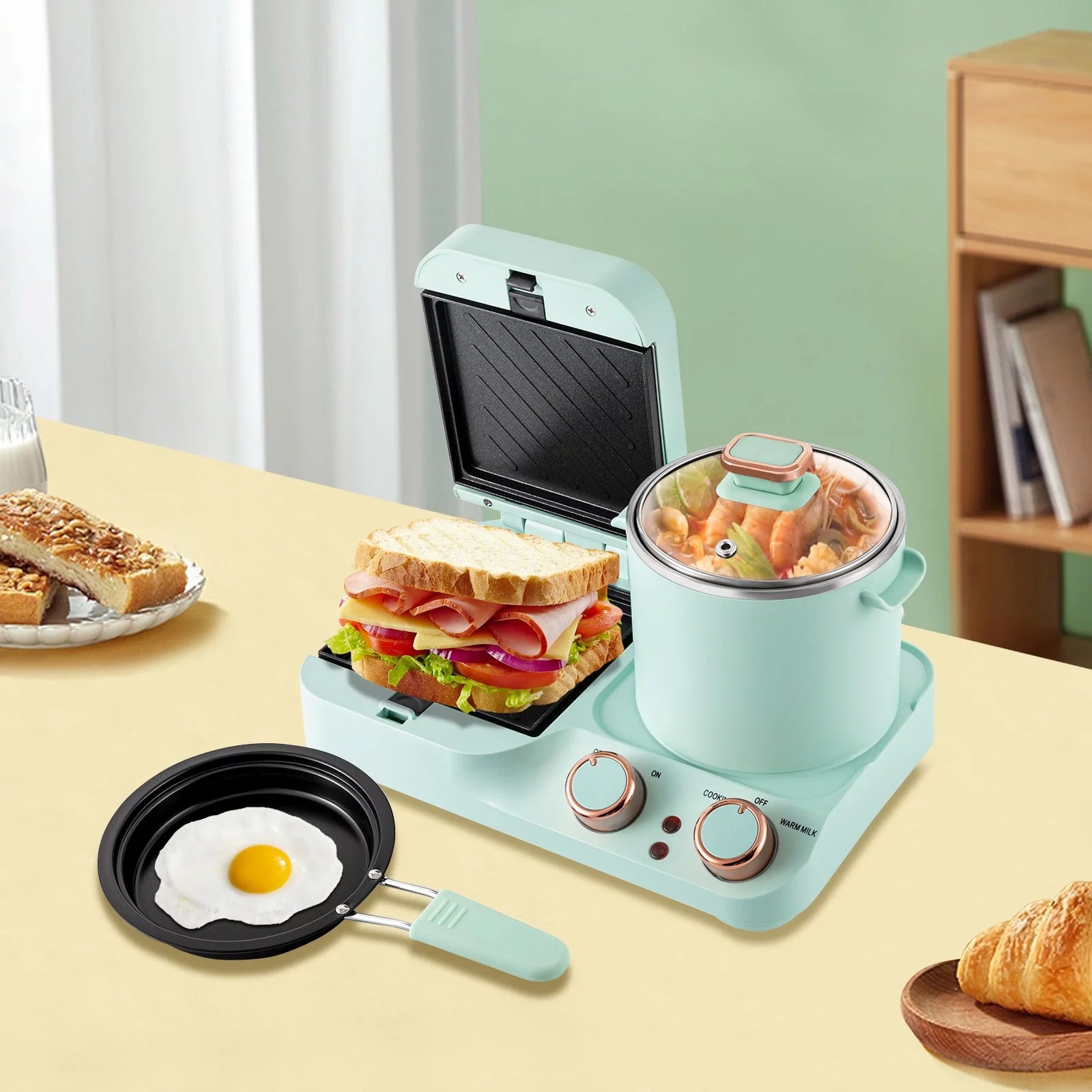 3 in 1 Breakfast Station with Frying Pan and Non-stick Plate N4833