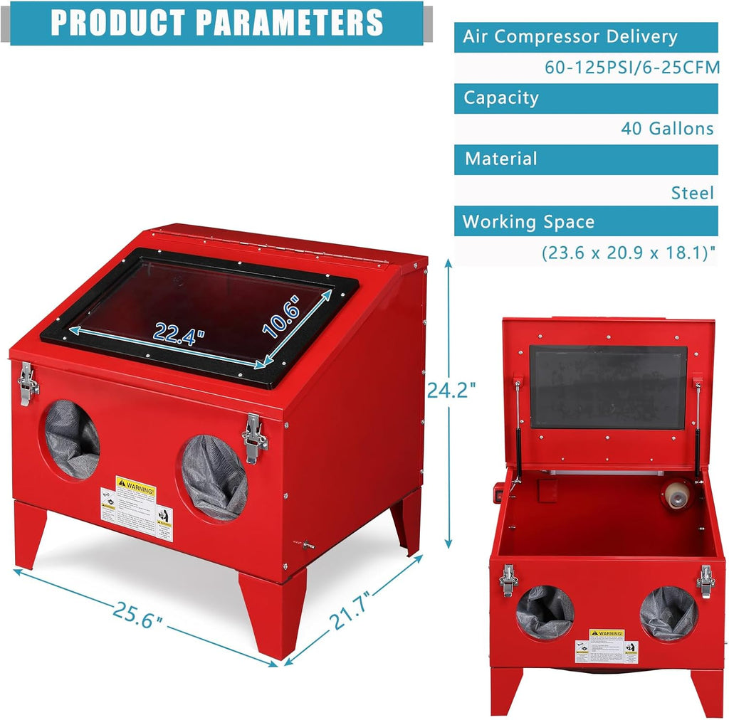 40 Gallon Bench Top Air Sandblasting Cabinet with Gun and 4 Nozzles U186374