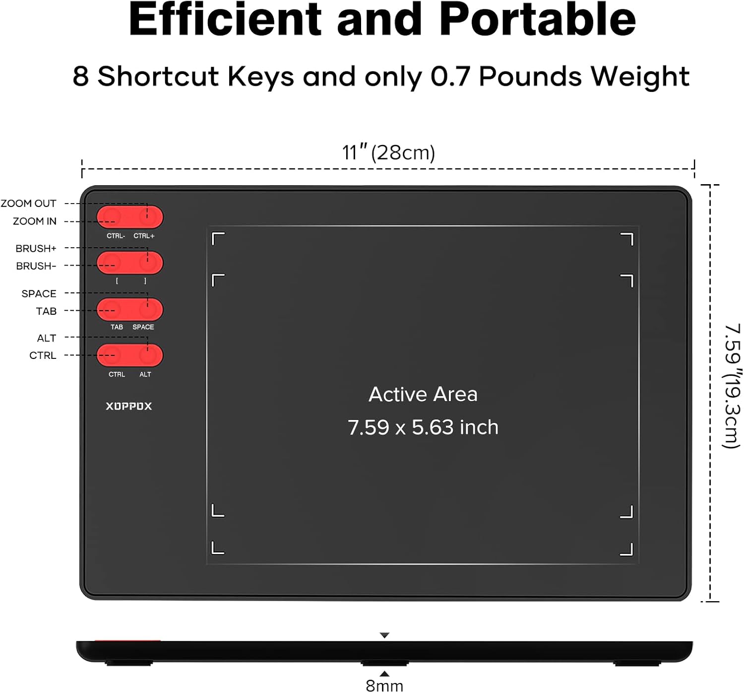 Graphics Drawing Tablet with 8 x 6 Inch Active Area and 8192 Level Pen K115593