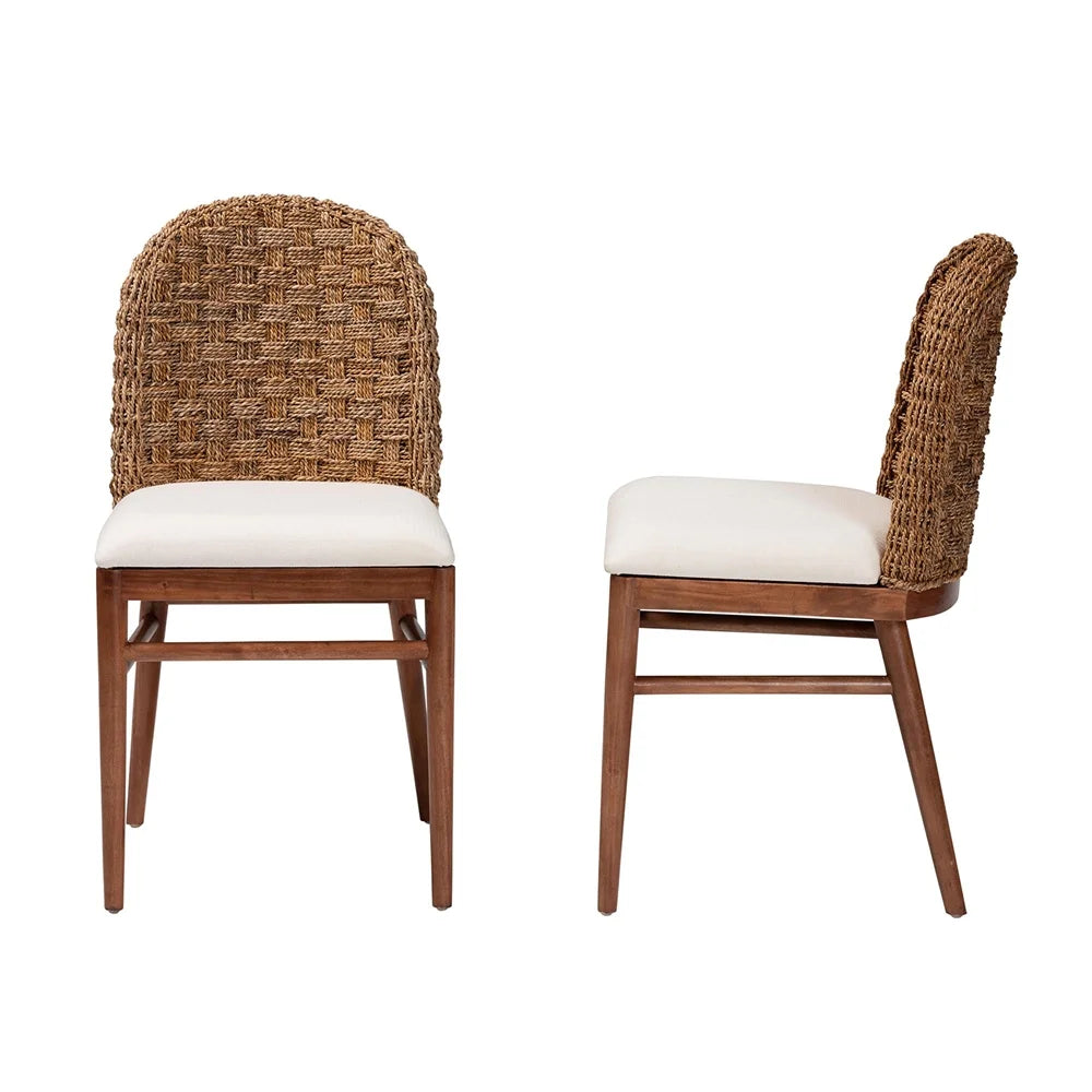 Acacia Wood & Seagrass Dining Chair, Brown, Set of 2 G296974