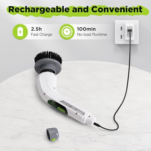 Electric Spin Scrubber, Cordless Cleaning Brush, 3-Speed, Adjustable Handle R56684