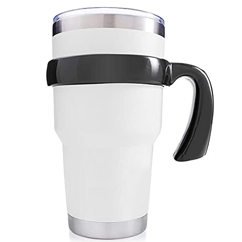 ALIENSX Tumbler Handle for YETI 30oz Rambler Cup, Anti Slip Travel Mug Grip Cup Holder for Stainless Steel Tumblers, Yeti, Ozark Trail, Sic and More Tumbler Mugs (Black)