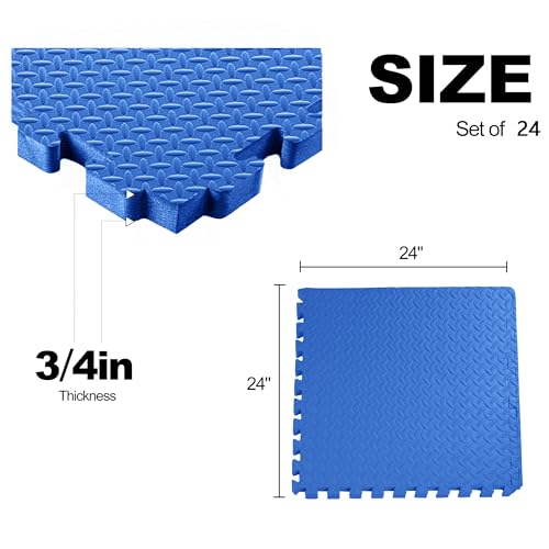 1" Thick EVA Interlocking Foam Gym Flooring Mat, 6 Tiles, Black M5857